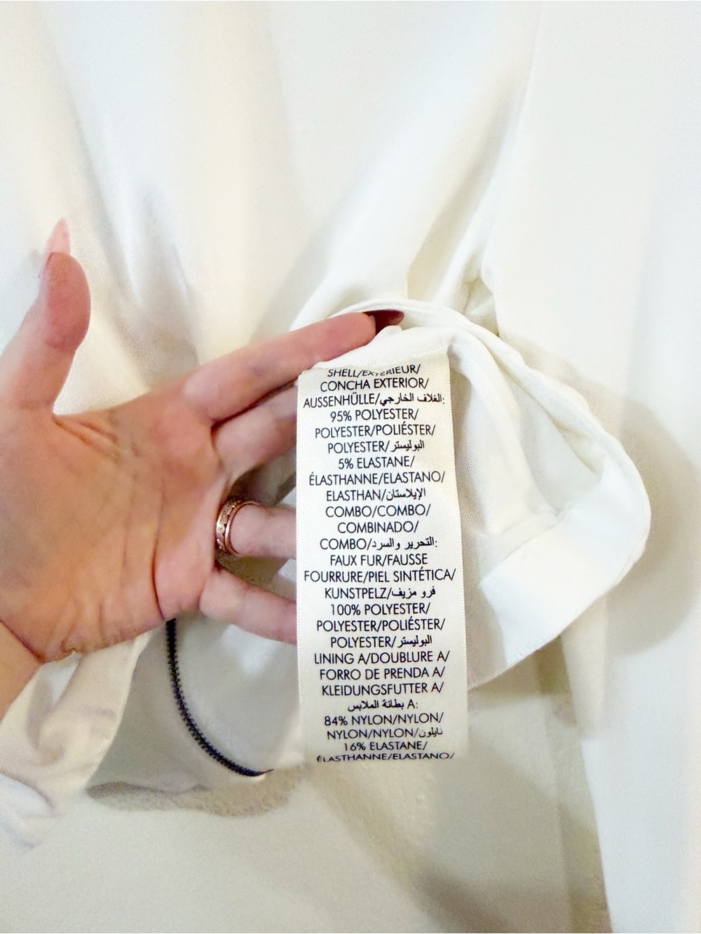 Alice + Olivia Delaina Faux Fur Cuff Off White Long Sleeve Mesh Layered Top NEW - Picture 11 of 12